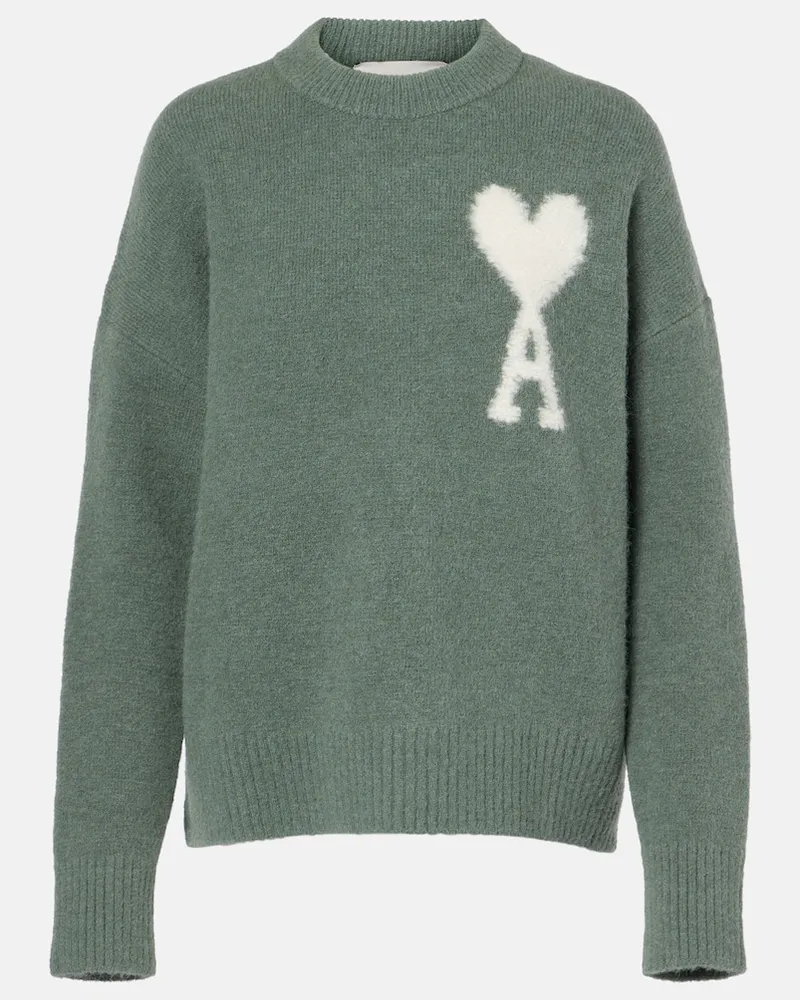 AMI Paris Pullover Ami de Cœur aus einem Alpakawollgemisch Grün