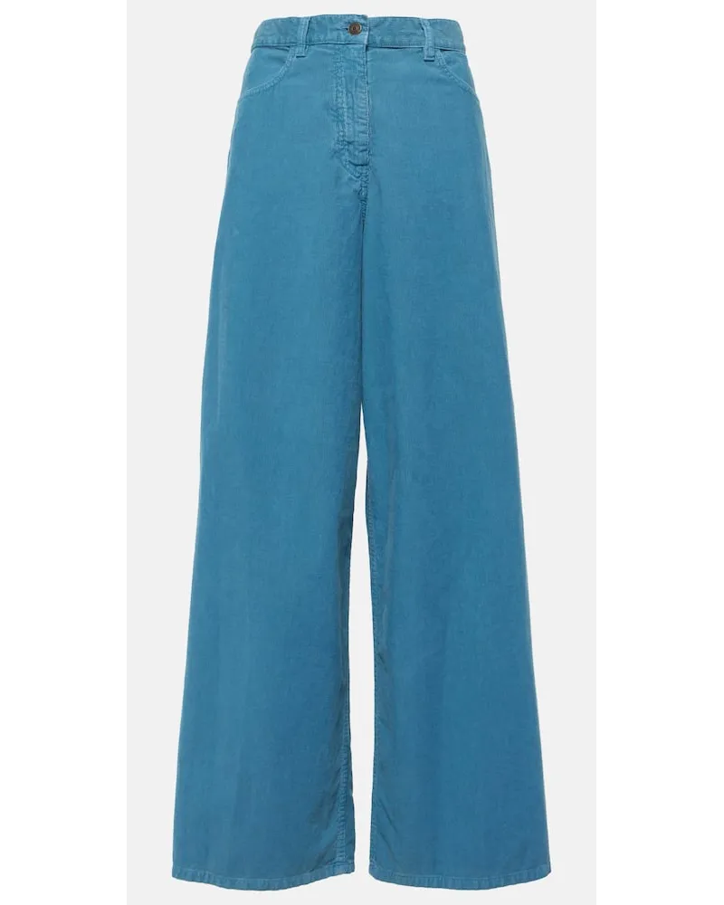 The Row Weite Hose Chan aus Baumwoll-Cord Blau