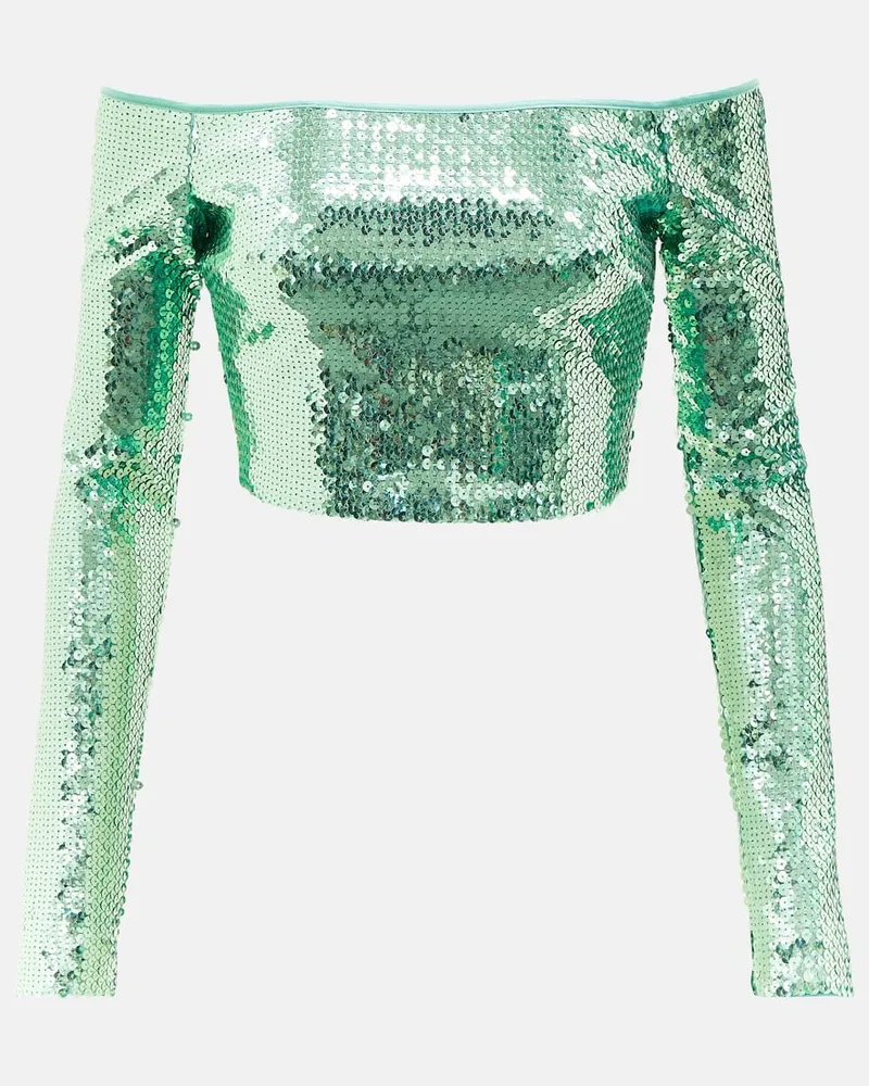 David Koma Cropped-Top mit Pailletten Grün