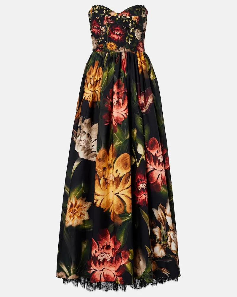 AGUA BENDITA Maxikleid Tonia aus Baumwolle mit Spitze Schwarz