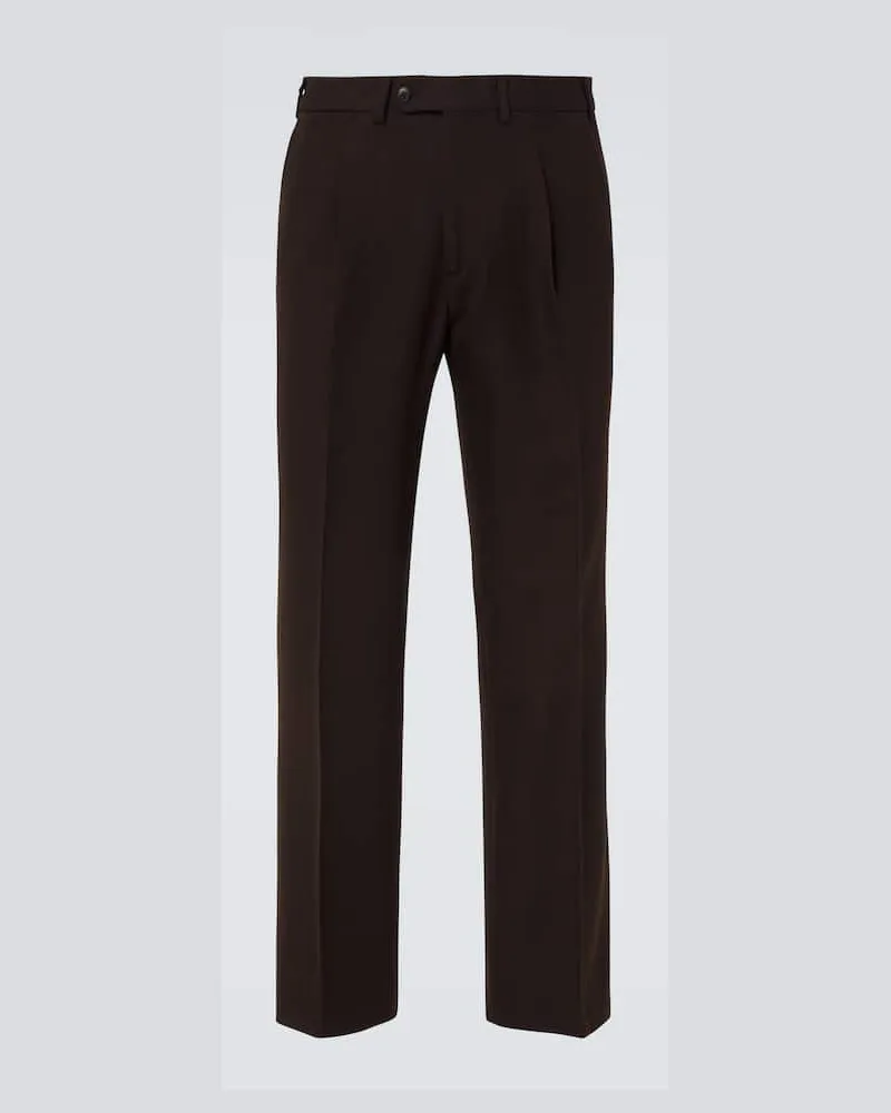 SAMAN AMEL Gerade Hose Amo aus Woll-Twill Braun