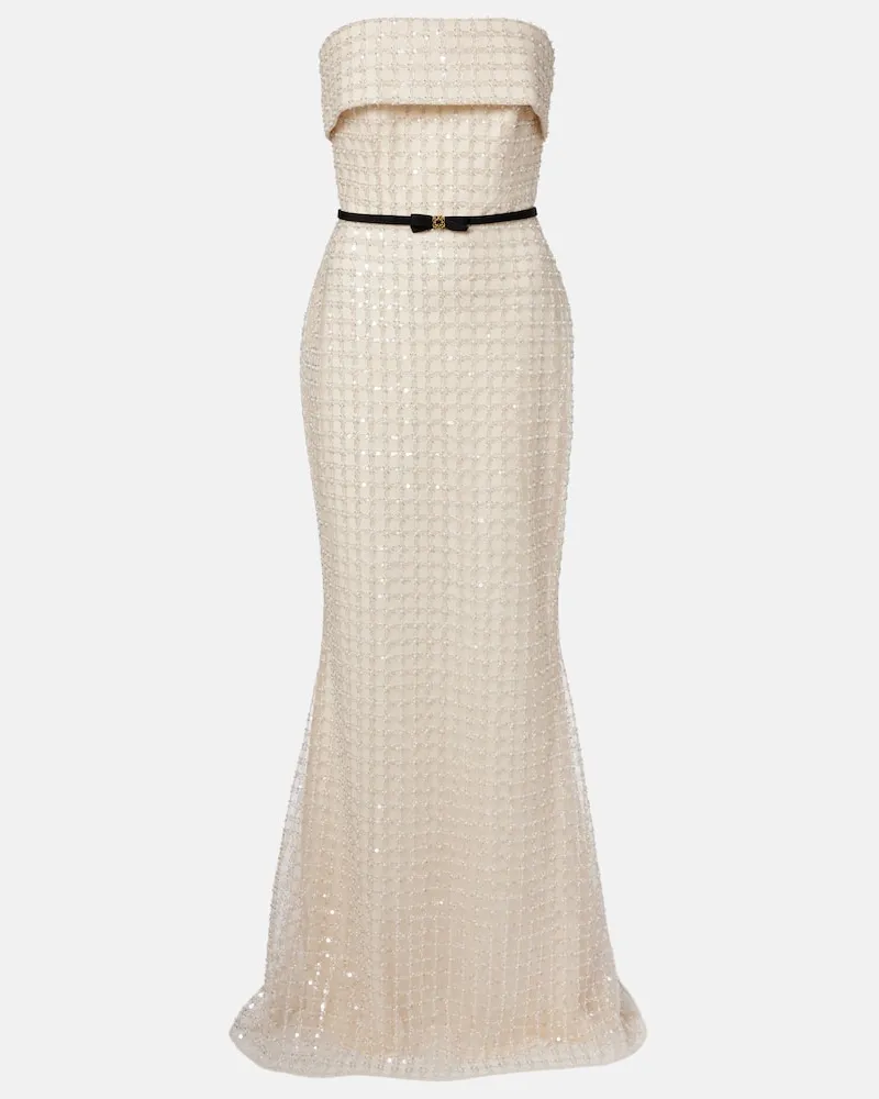 Elie Saab Bustier-Robe aus einem Seidengemisch Weiß