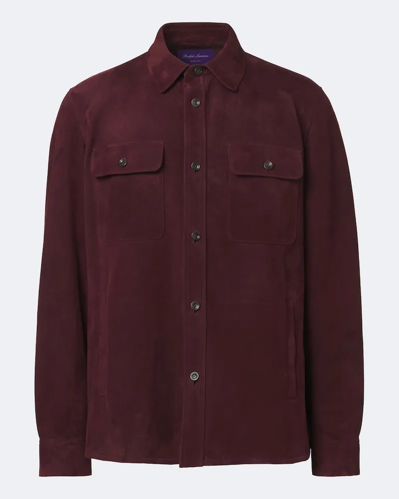 Ralph Lauren Hemdjacke aus Veloursleder Burgunderrot