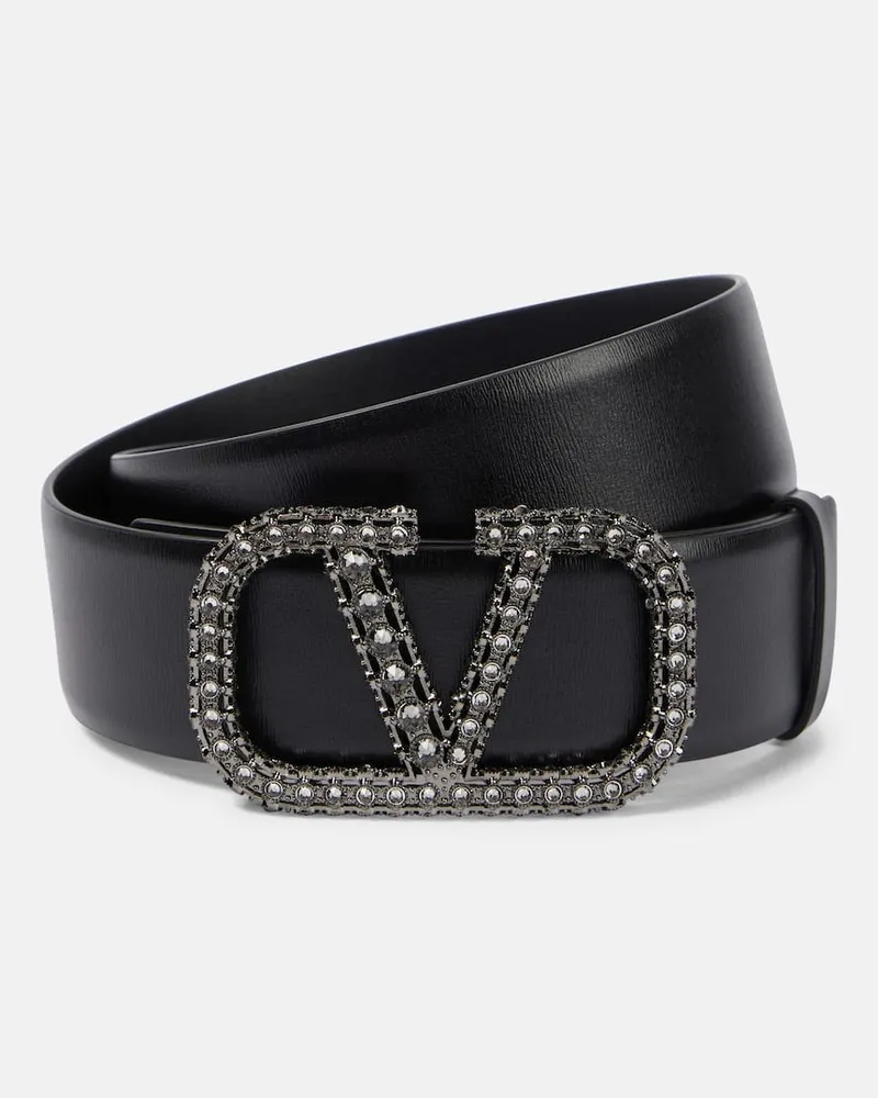 Valentino Garavani Verzierter Gürtel VLogo Signature aus Leder Schwarz
