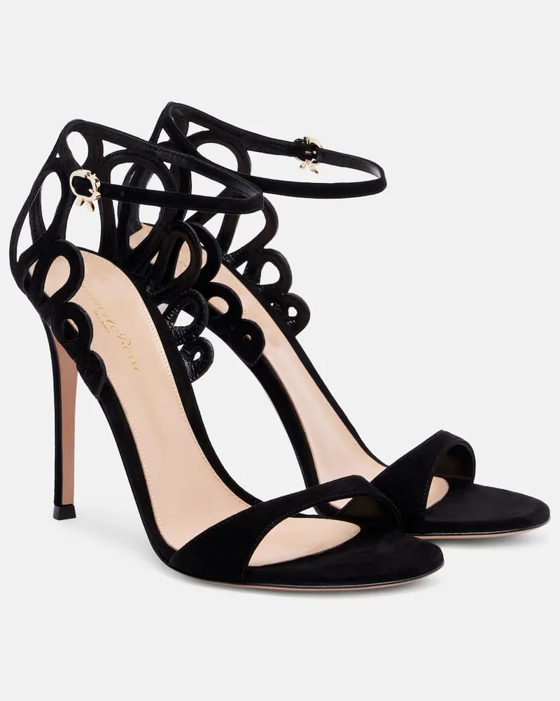 Gianvito Rossi Sandalen 105 aus Veloursleder Schwarz