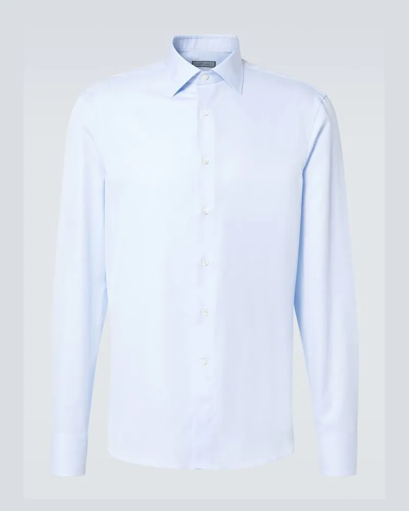 Canali Hemd aus Baumwollpopeline Blau