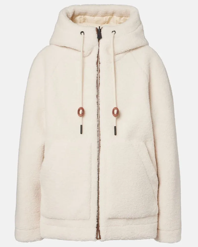 Moncler Daunenjacke Yusha aus Teddyfleece Weiß