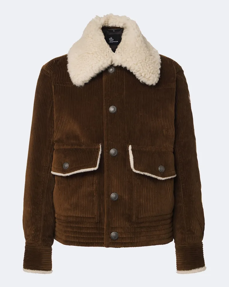 Moncler Blouson aus Cord mit Shearling Braun