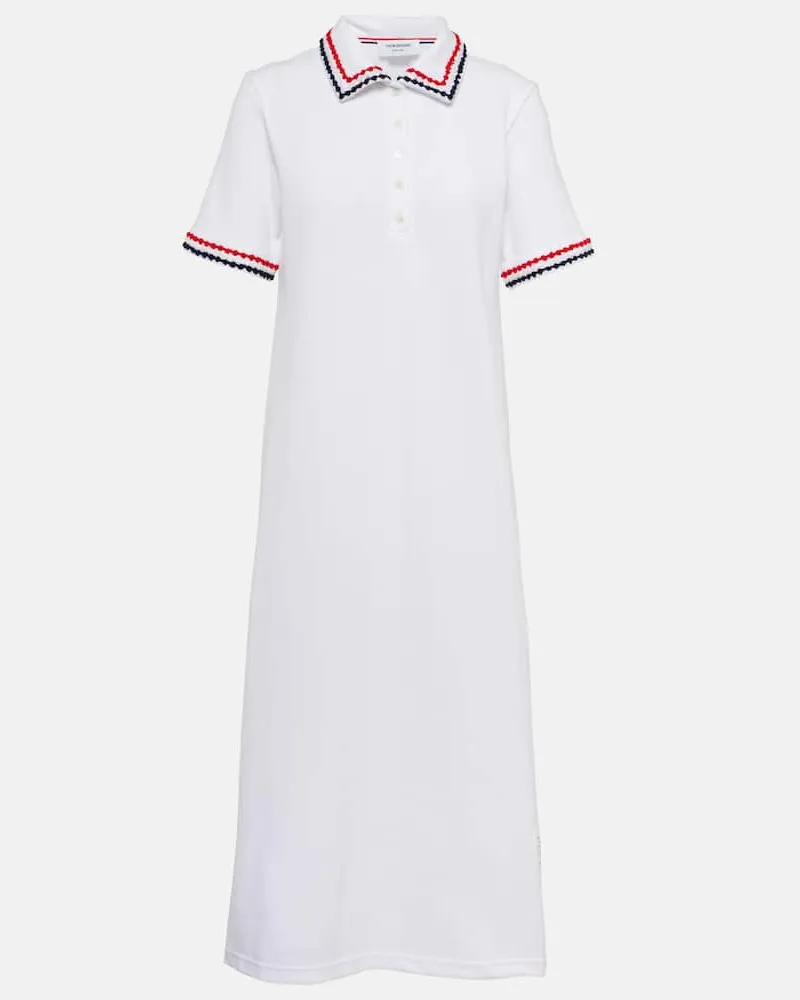 Thom Browne Midikleid aus Baumwoll-Piqué Weiß