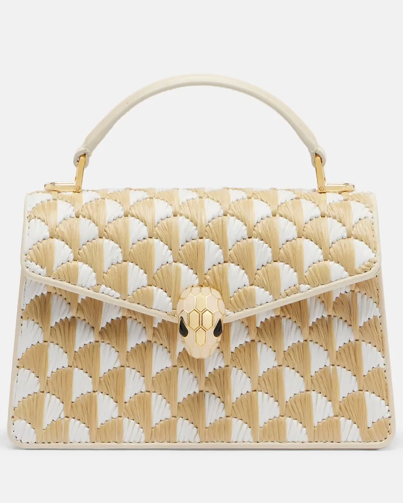 Bulgari Tasche Serpenti Forever Mini aus Raffiabast Gold