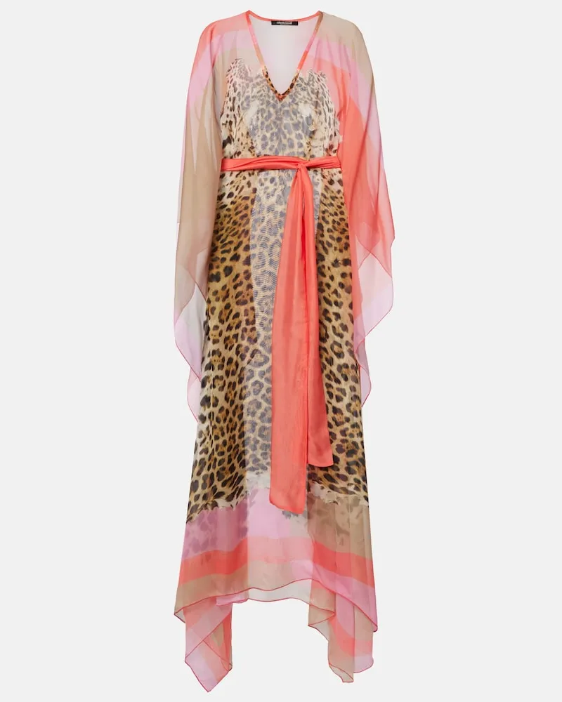 Roberto Cavalli Bedruckter Kaftan aus Seide Multicolor