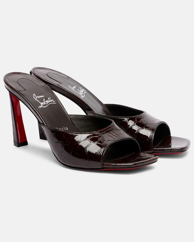 Christian Louboutin Pantoletten Condora 85 aus Lackleder Braun