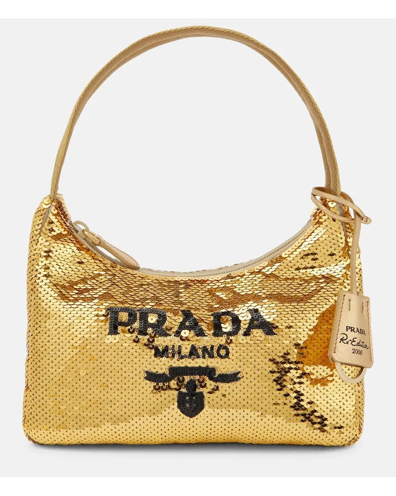 Prada Schultertasche Re-Edition 2000 Mini Gold