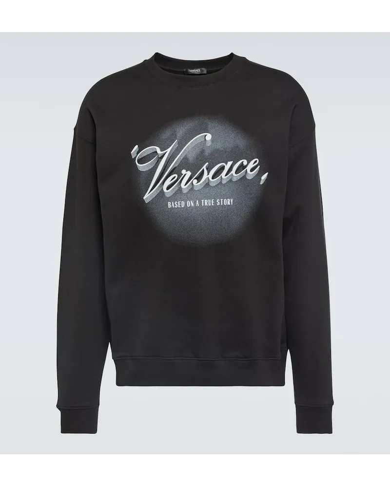 Versace Bedrucktes Sweatshirt aus Baumwoll-Jersey Schwarz