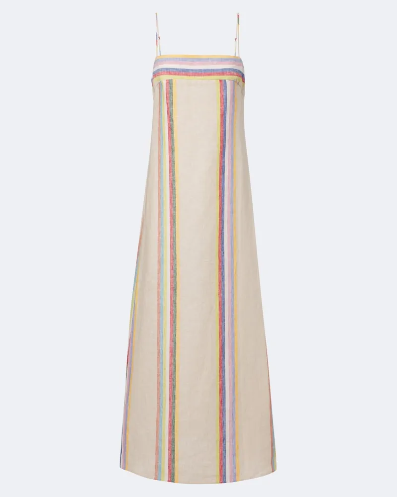 STAUD Maxikleid Laura aus Leinen Multicolor