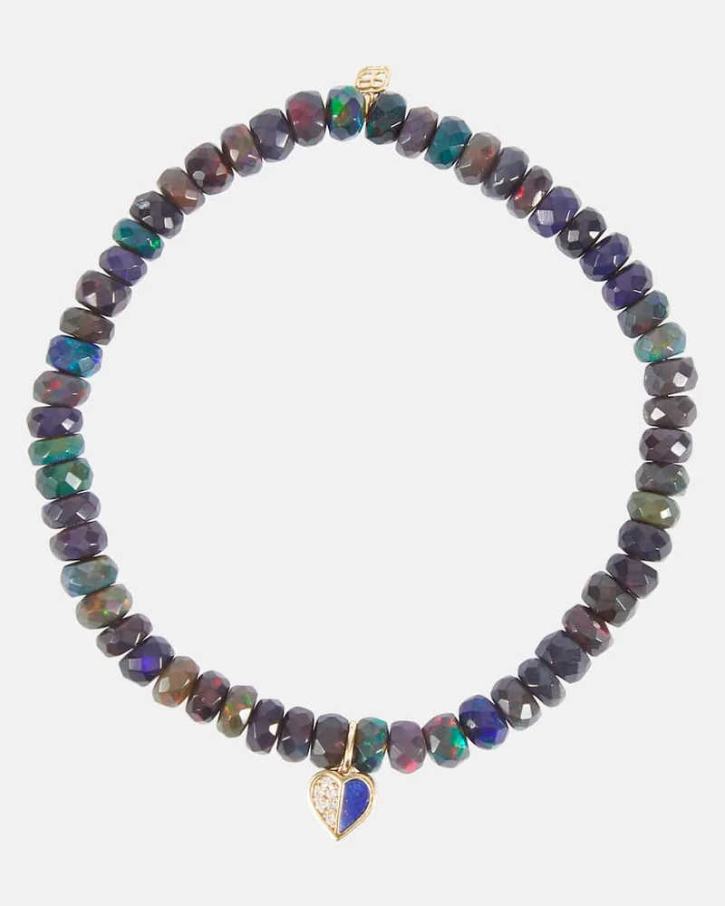 Sydney Evan Armband Heart aus Opal mit 14kt Gelbgold, Diamanten und Lapislazuli Schwarz