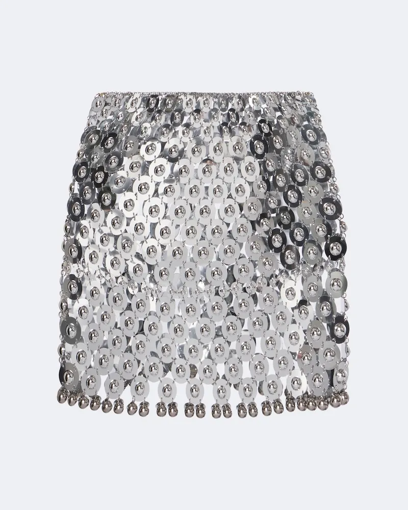 Paco Rabanne Verzierter Minirock aus Chainmail Silber