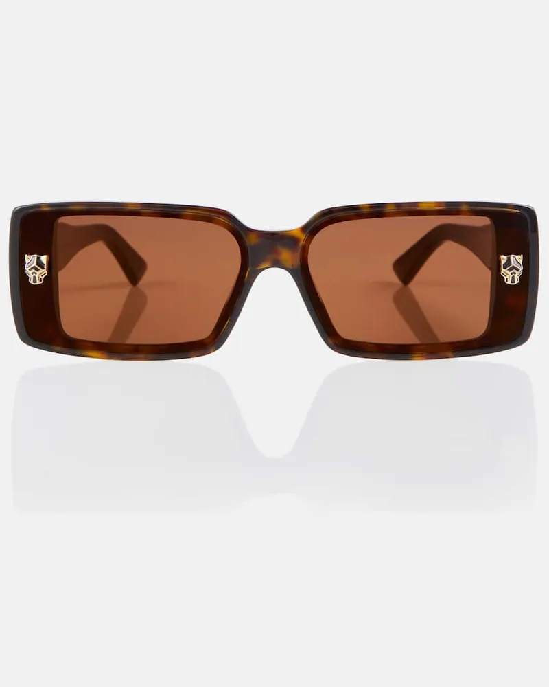 Cartier Eckige Sonnenbrille Panthère de Cartier Braun