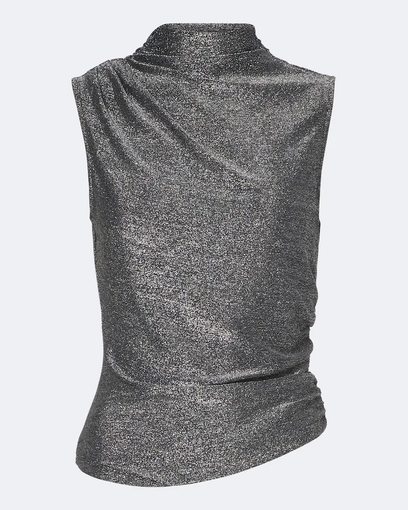 Veronica Beard Top Mylie aus Häkelstrick und Jersey Silber