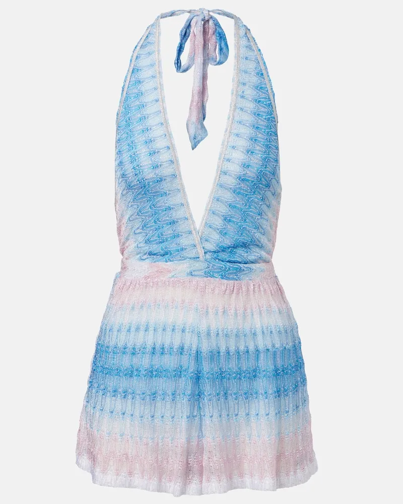 Missoni Playsuit aus Häkelstrick Blau