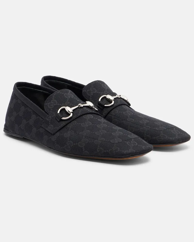 Gucci Loafers Horsebit GG aus Canvas Schwarz