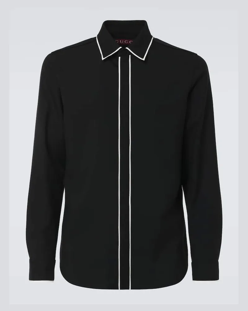 Gucci Hemd aus Woll-Gabardine Schwarz