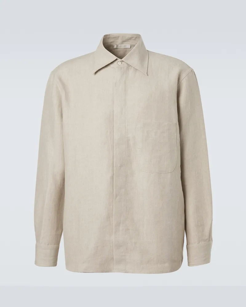 SAMAN AMEL Hemdjacke aus Leinen Beige