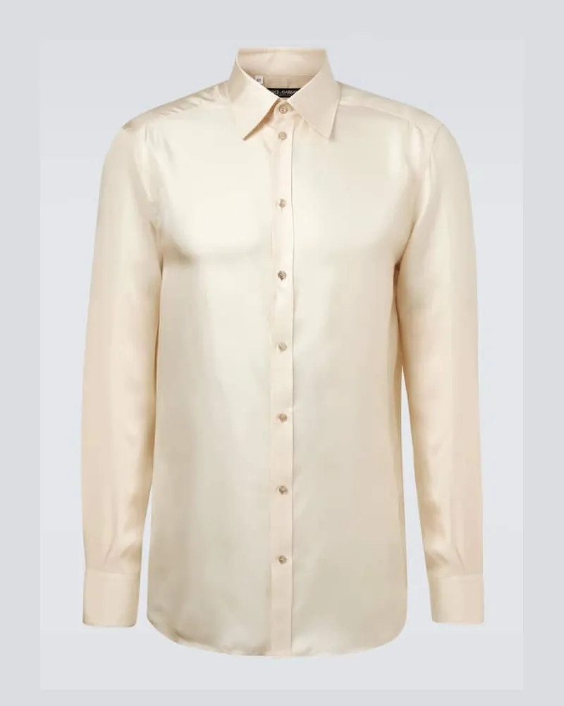 Dolce & Gabbana Hemd aus Seiden-Twill Beige