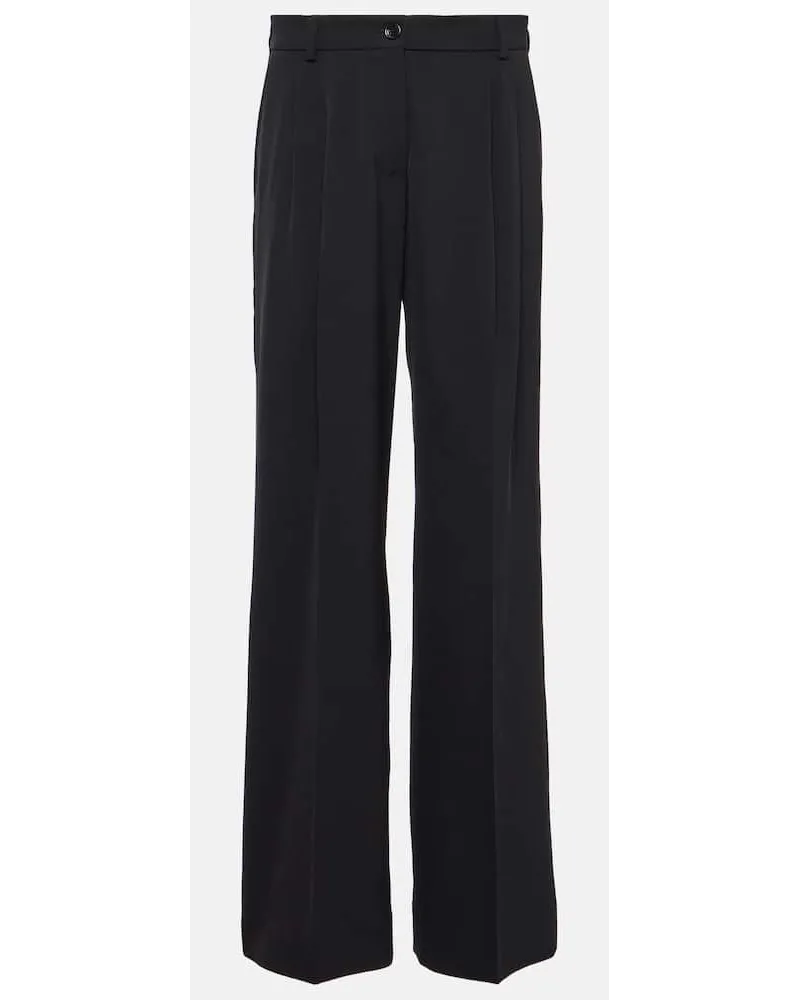 Dolce & Gabbana Weite Hose aus einem Wollgemisch Schwarz