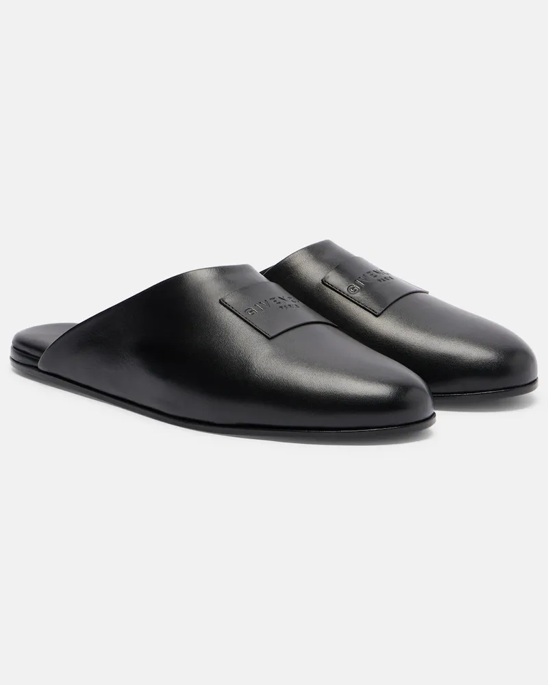 Givenchy Slippers Label aus Leder Schwarz