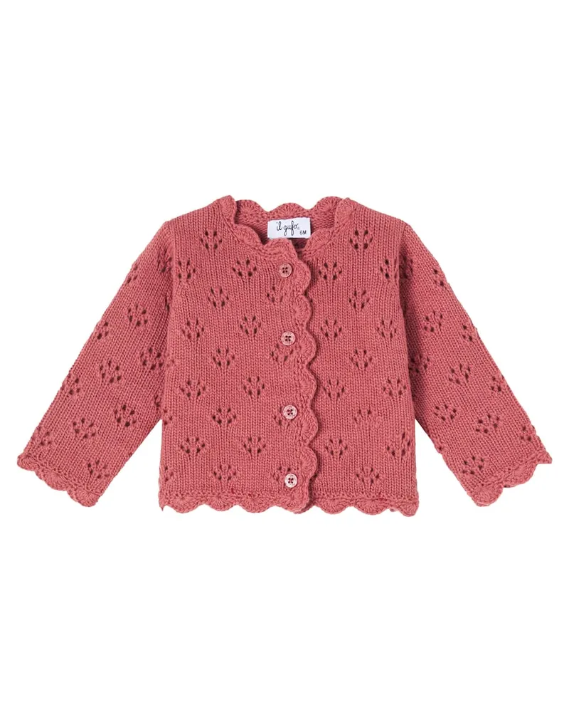 Il Gufo Baby Cardigan aus Schurwolle Rosa