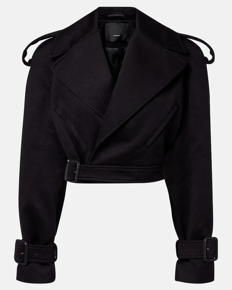 WARDROBE.NYC Cropped-Jacke aus Wolle Schwarz