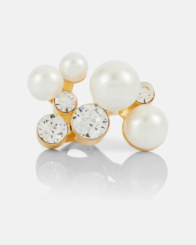 Dries van Noten Ring mit Kristallen und Zierperlen Gold
