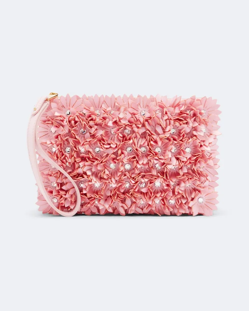 Valentino Garavani Verzierte Clutch aus Satin Rosa