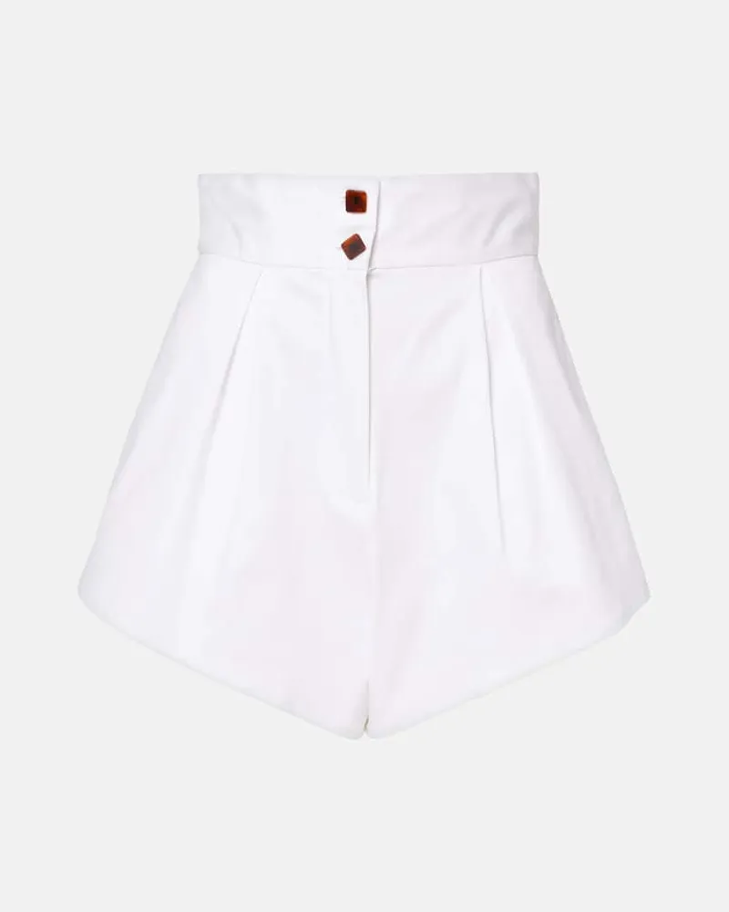 Adriana Degreas High-Rise Shorts aus einem Baumwollgemisch Weiß