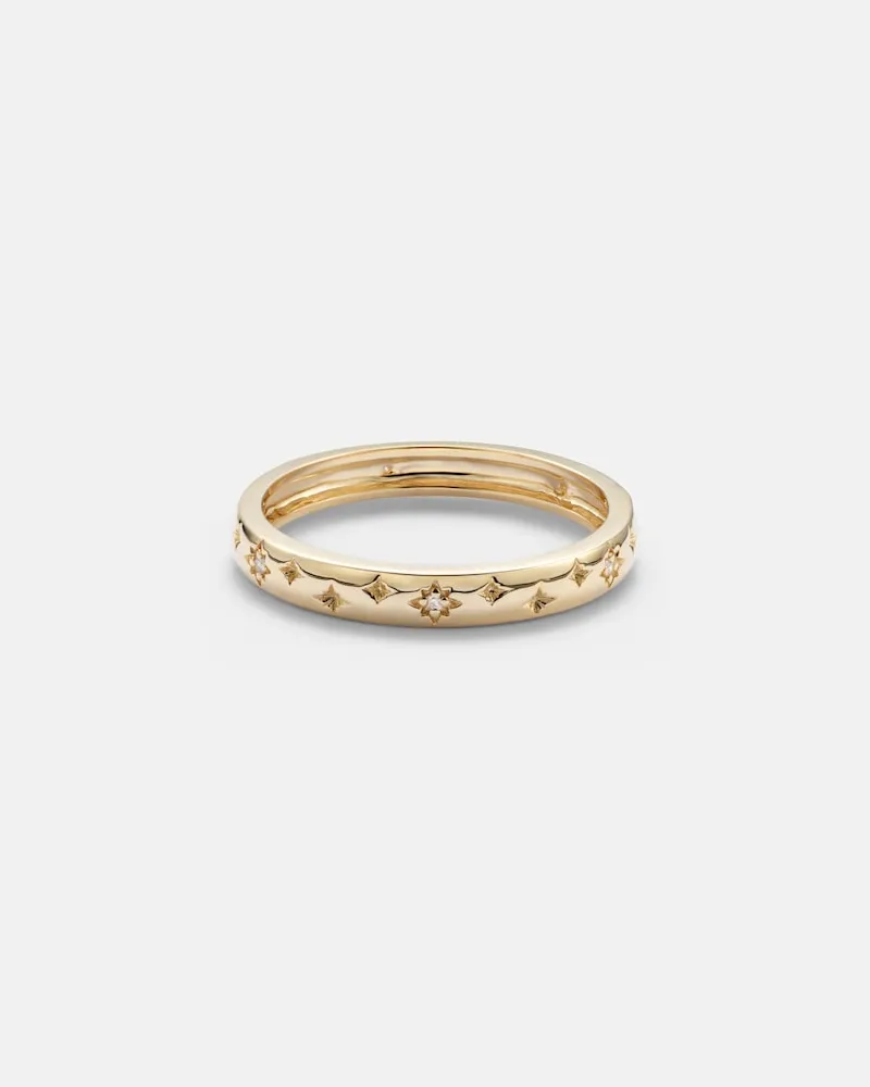 Stone & Strand Ring Northern Star aus 14kt Gelbgold mit Diamanten Gold