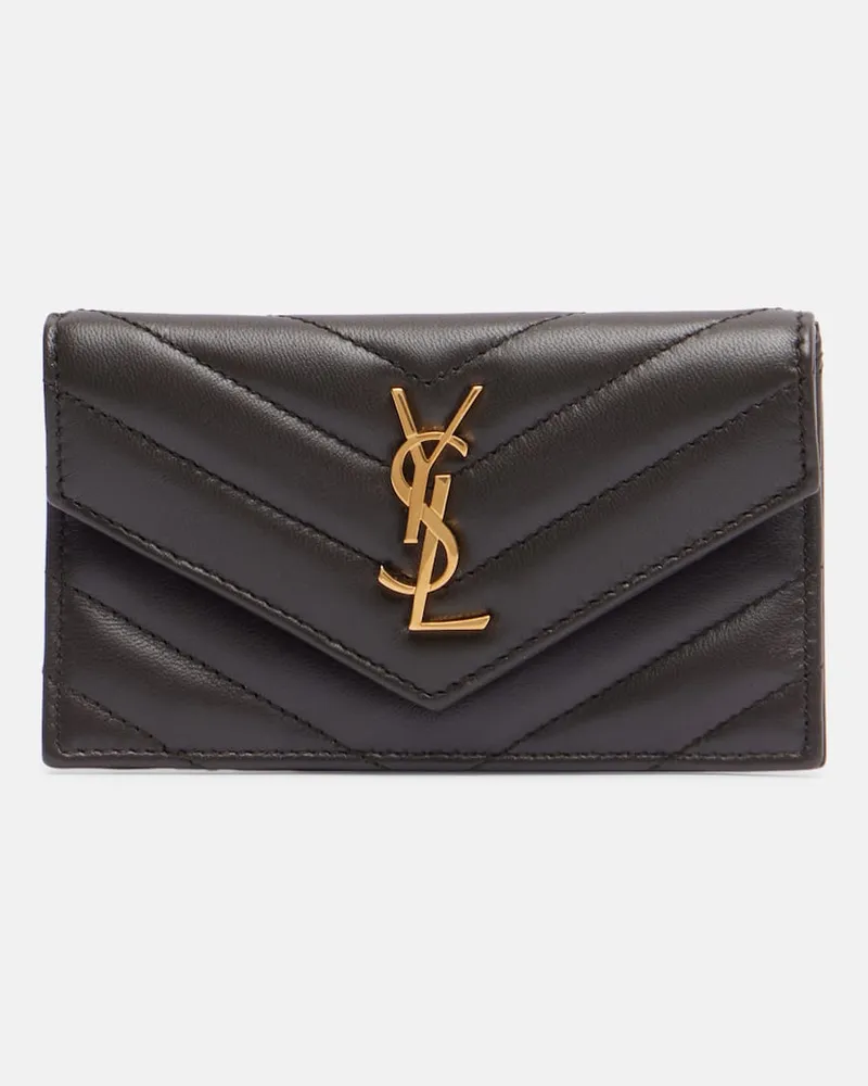 Saint Laurent Kartenetui Cassandre aus Leder Grau