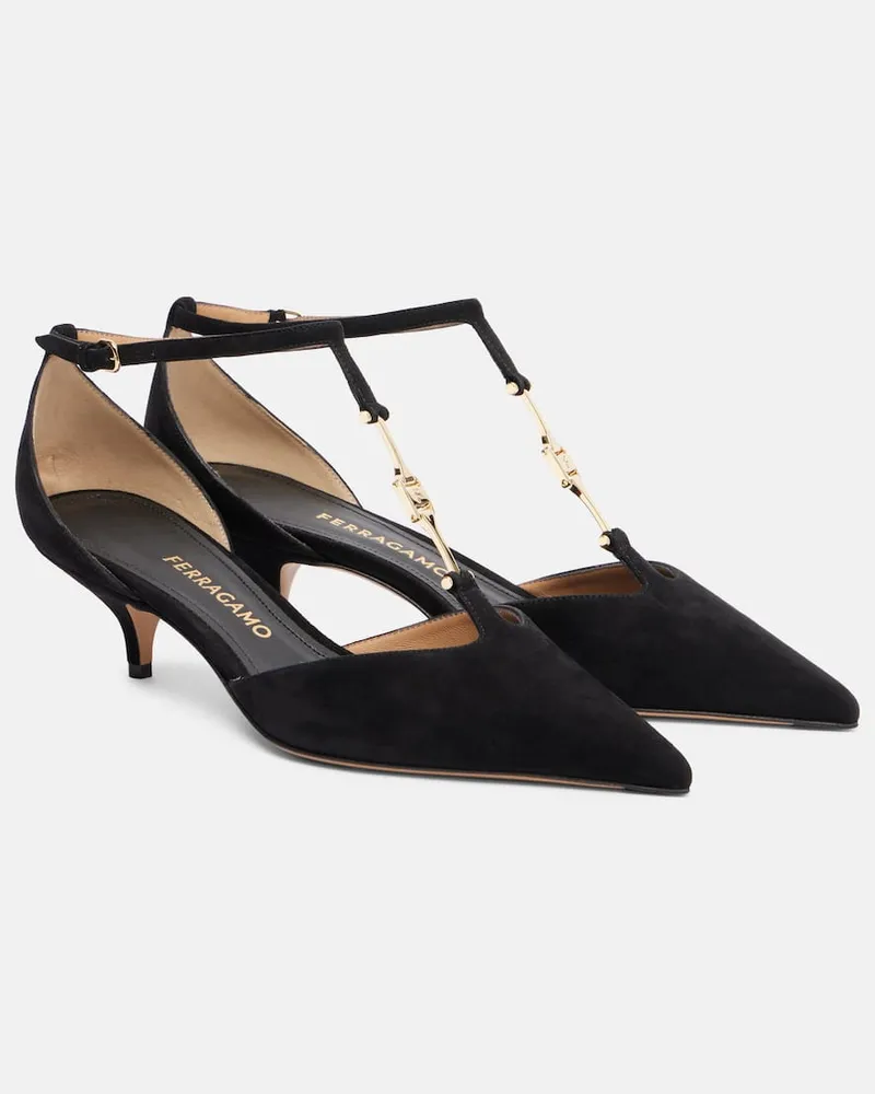 Ferragamo Pumps Traci 40 aus Veloursleder Schwarz