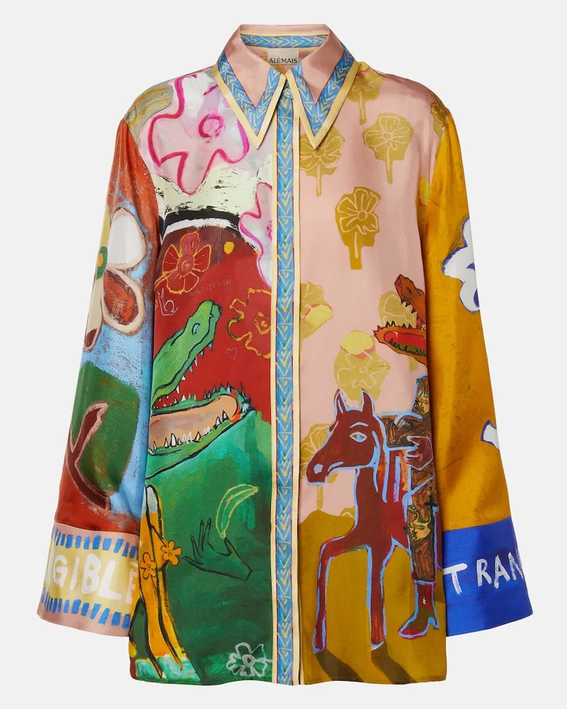 ALEMAIS Alémais Hemd Mlak aus Seiden-Twill Multicolor