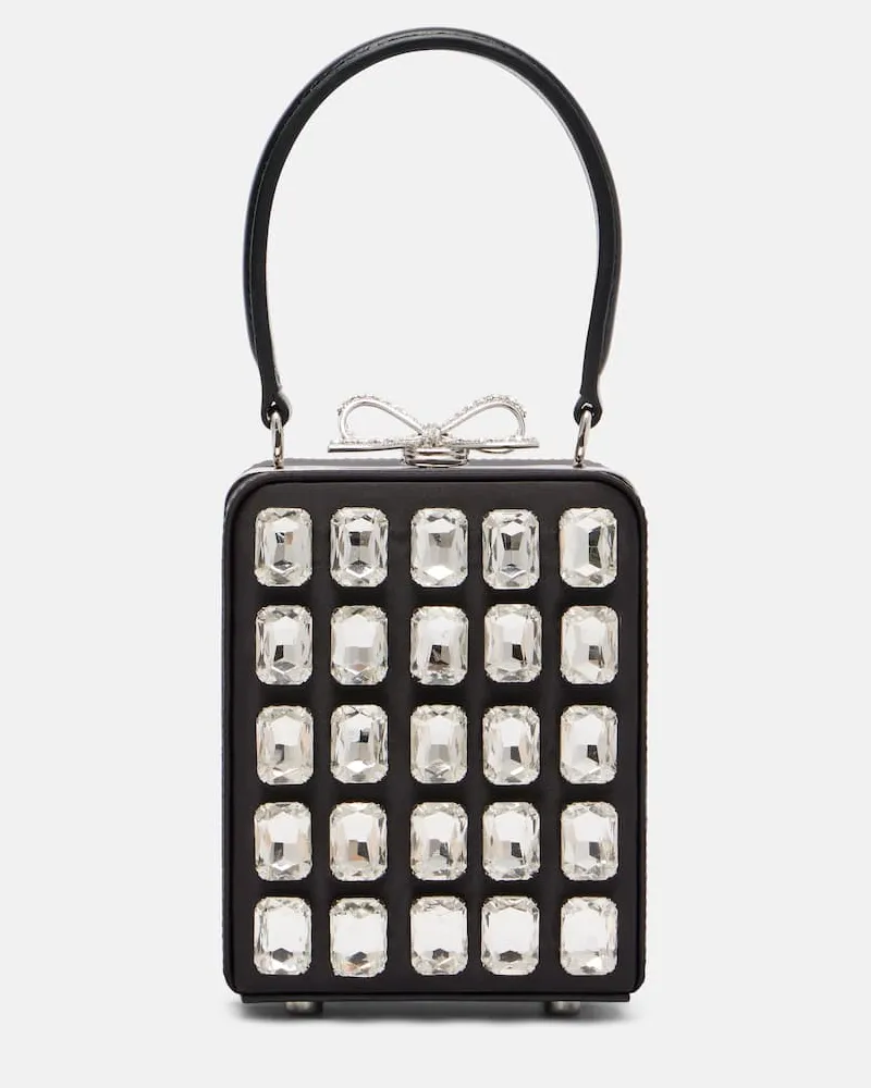 Self-Portrait Clutch Micro mit Kristallen Schwarz