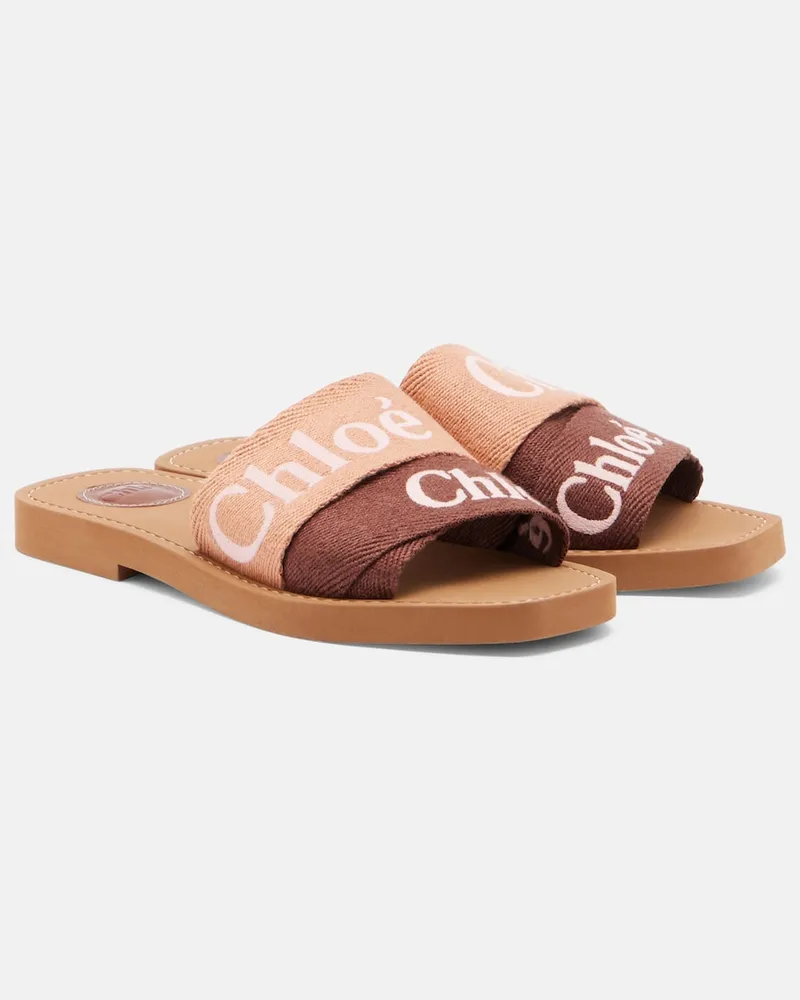Chloé Chloé Pantoletten Woody aus Canvas Braun