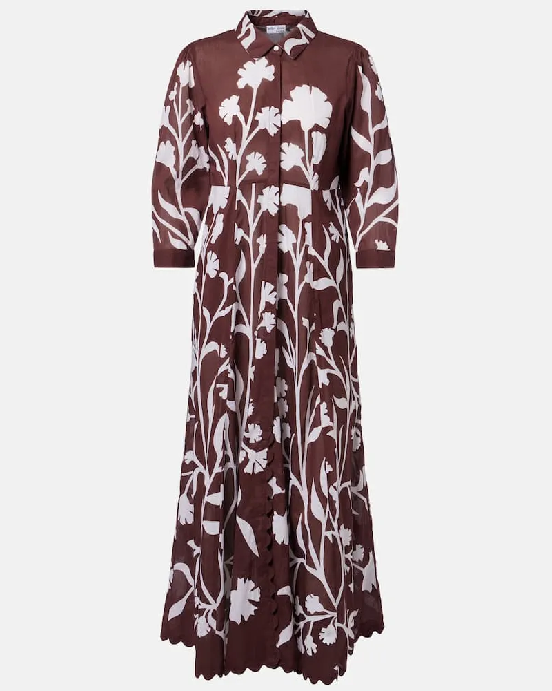 Juliet Dunn Bedrucktes Midikleid aus Baumwolle Braun