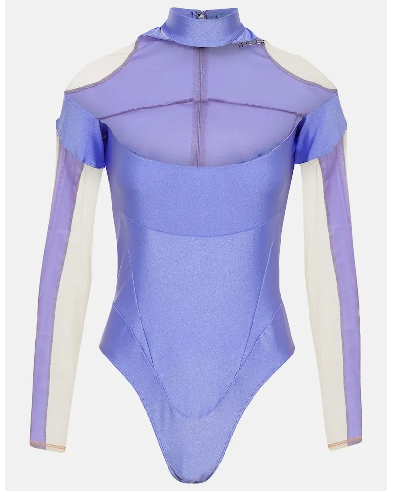 Thierry Mugler Body aus Tüll Lila