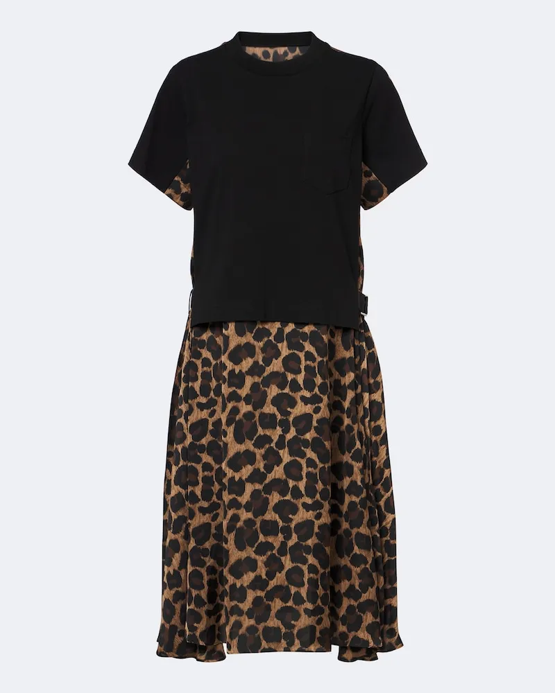 Sacai Midikleid aus Baumwoll-Jersey Multicolor