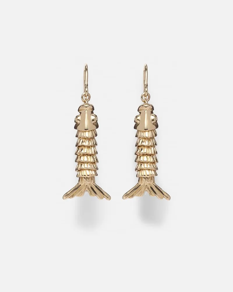 Sydney Evan Ohrringe Moving Fish aus 14kt Gelbgold mit Diamanten Gold