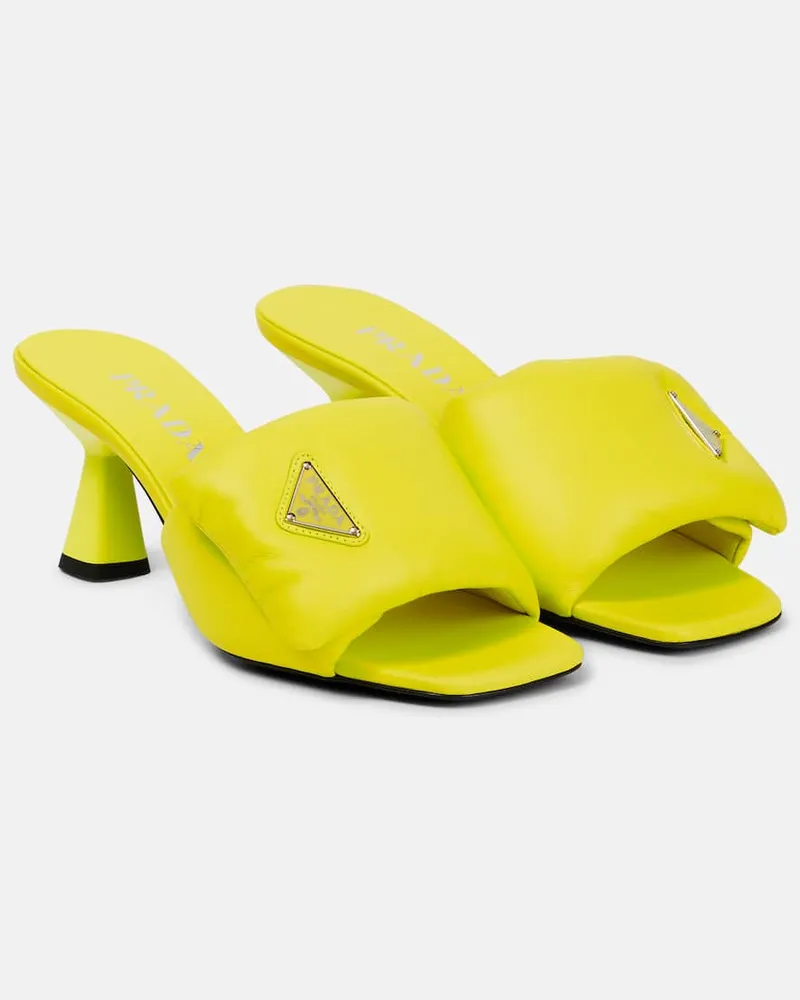 Prada Pantoletten aus Leder Gelb