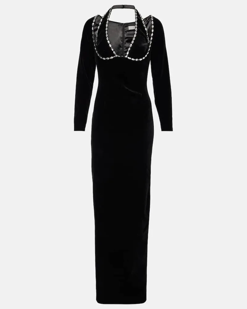 RASARIO Verzierte Robe aus Samt Schwarz