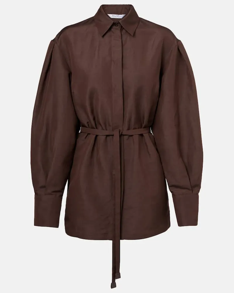 Max Mara Hemd Affari aus Leinen und Seide Braun