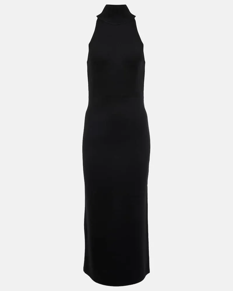 Totême Midikleid aus einem Wollgemisch Schwarz