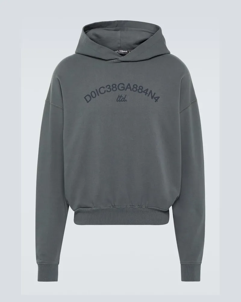 Dolce & Gabbana Hoodie aus Baumwoll-Jersey Grau